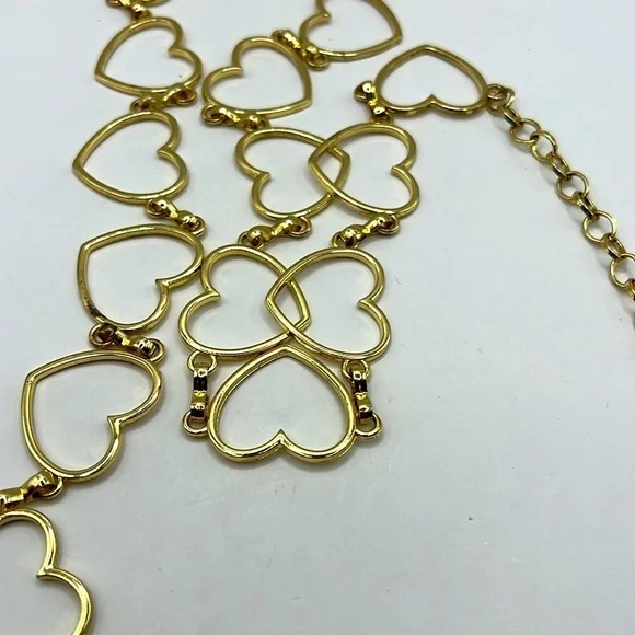 Heart chain Link Belt Adjustable Gold Tone. Hearts Love Boho Hippi Love Romance - Picture 12 of 12